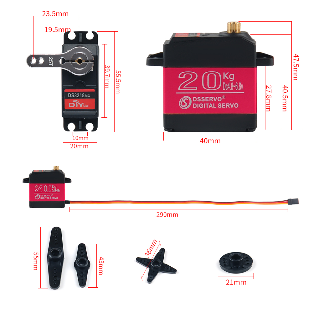 20KG Digital DS3218 Servo 180° - Robot Arm Motor recensie en prijs